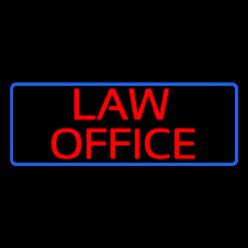 Red Law Office Blue Border Neon Sign