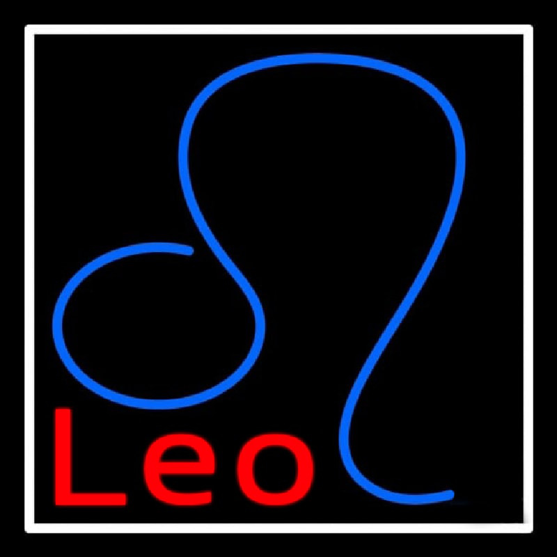 Red Leo Zodiac White Border Neon Sign