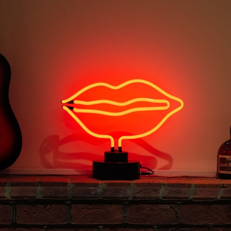 Red Lips Desktop Neon Sign