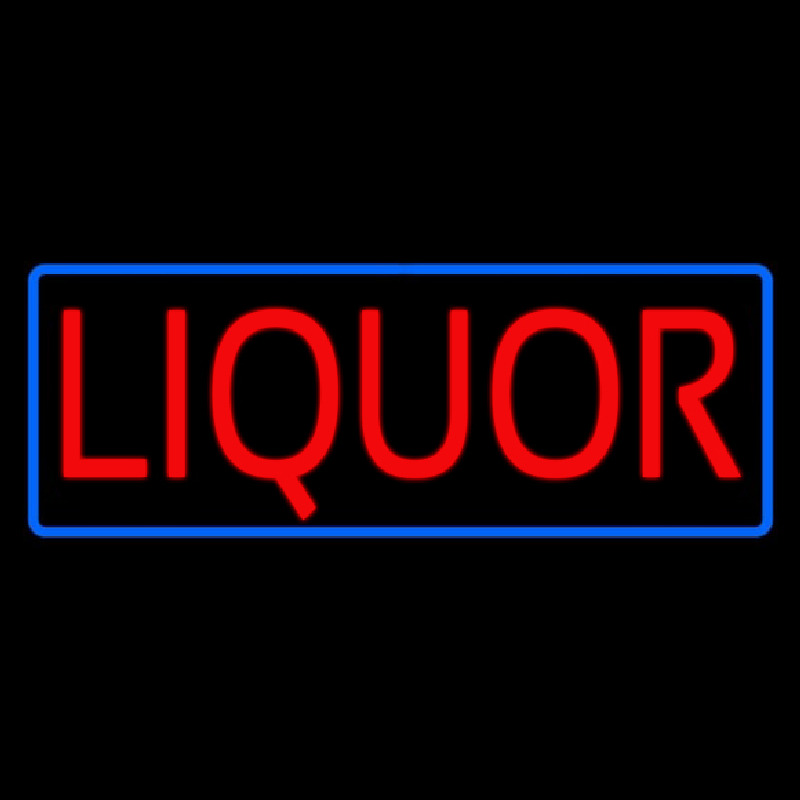 Red Liquor Blue Border Neon Sign