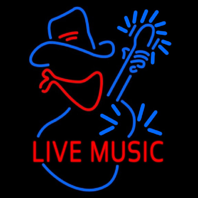 Red Live Music With Logo Block Neon Sign