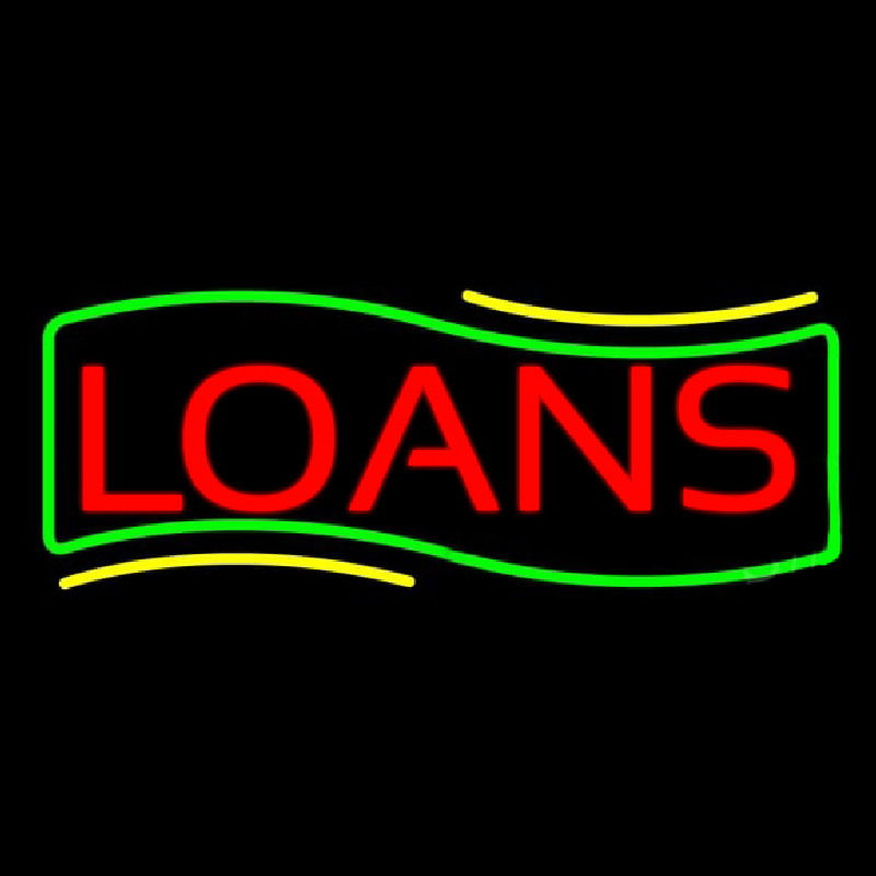 Red Loans Green Border Neon Sign