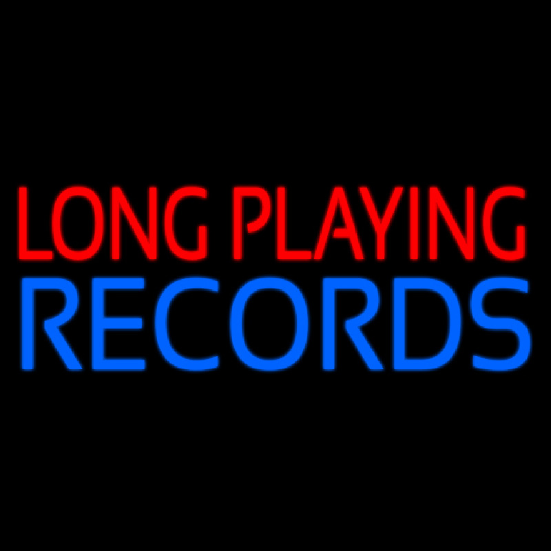 Red Long Playing Blue Records Block 1 Neon Sign