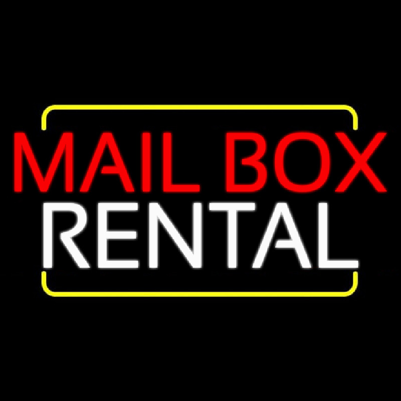 Red Mailbo  Blue Rental Neon Sign