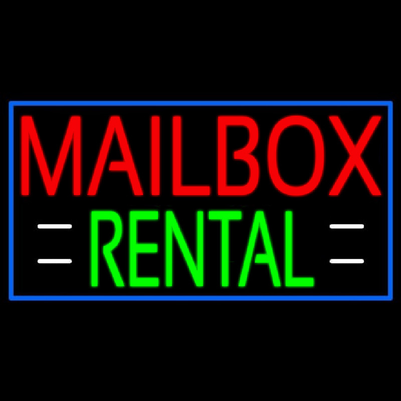 Red Mailbo  Rental With White Line 2 Neon Sign
