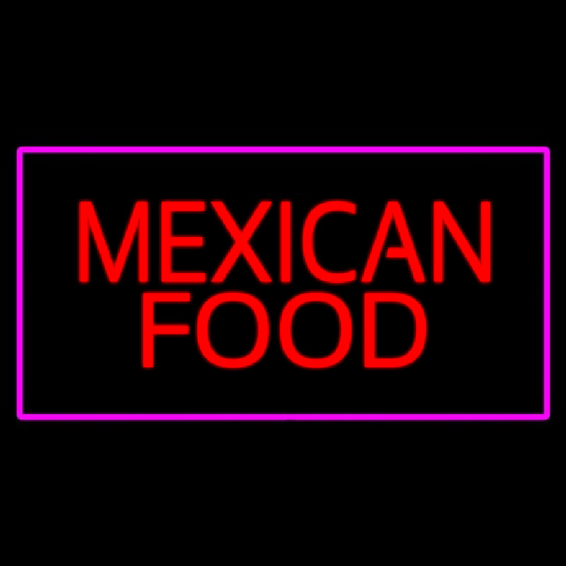 Red Me ican Food Pink Border Neon Sign