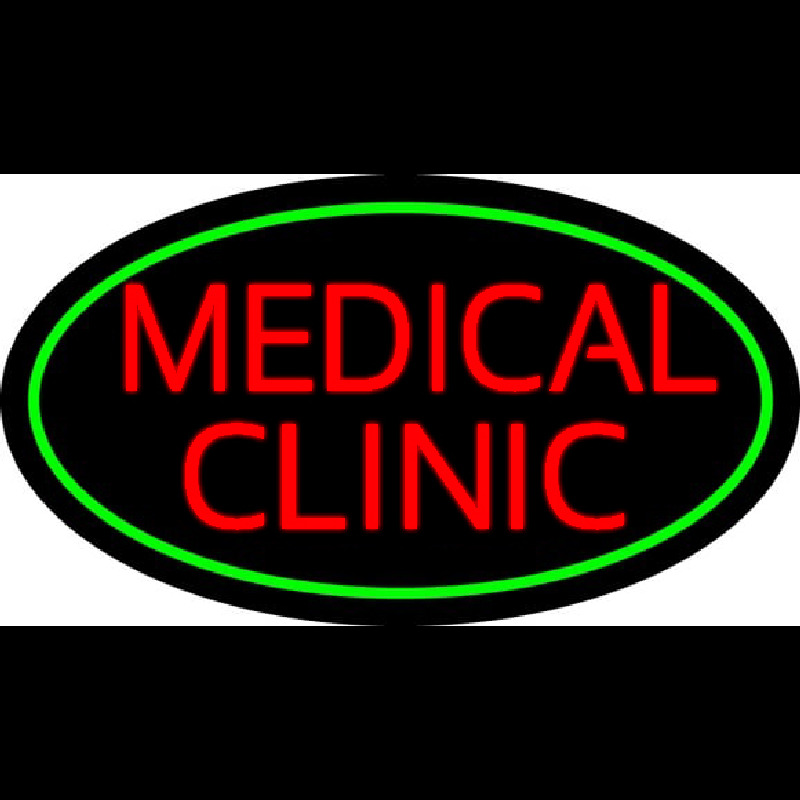 Red Medical Clinic Oval Green Neon Sign