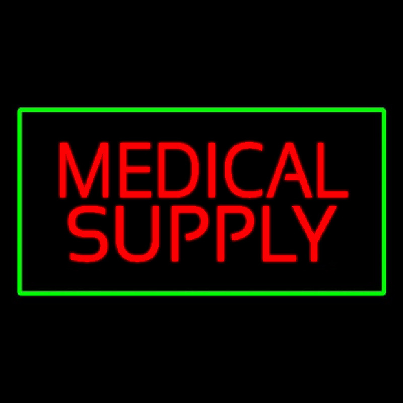 Red Medical Supply Green Border Neon Sign