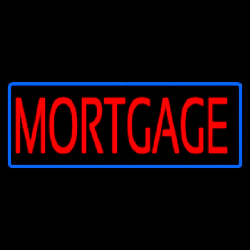 Red Mortgage Blue Border Neon Sign