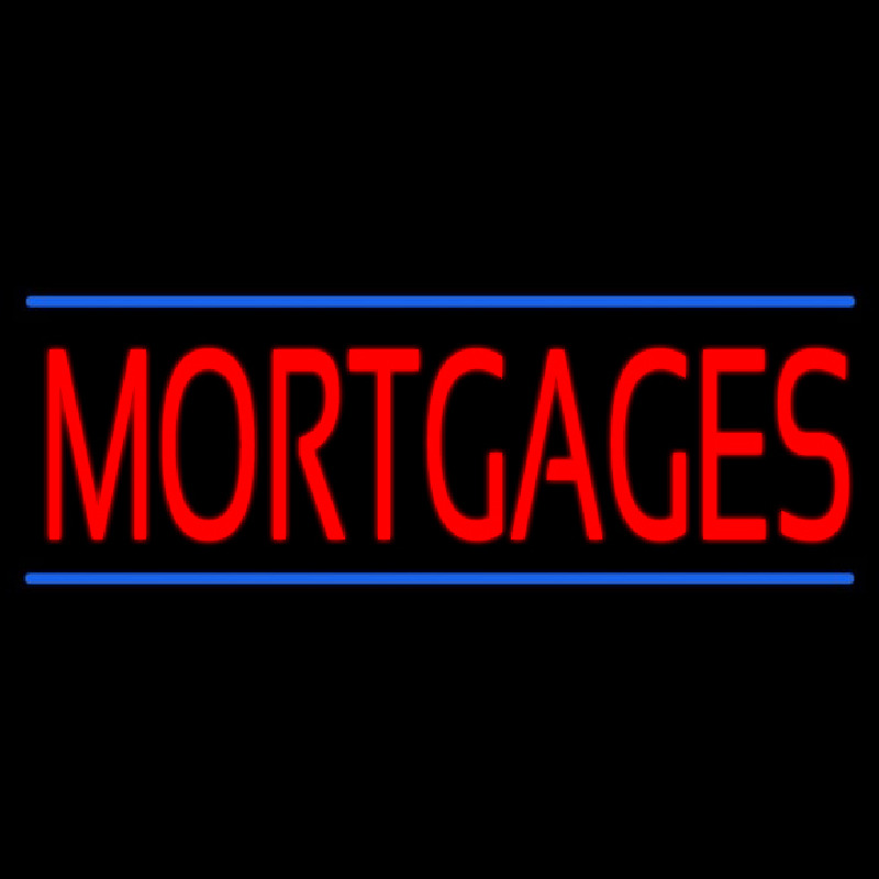 Red Mortgages Blue Lines Neon Sign