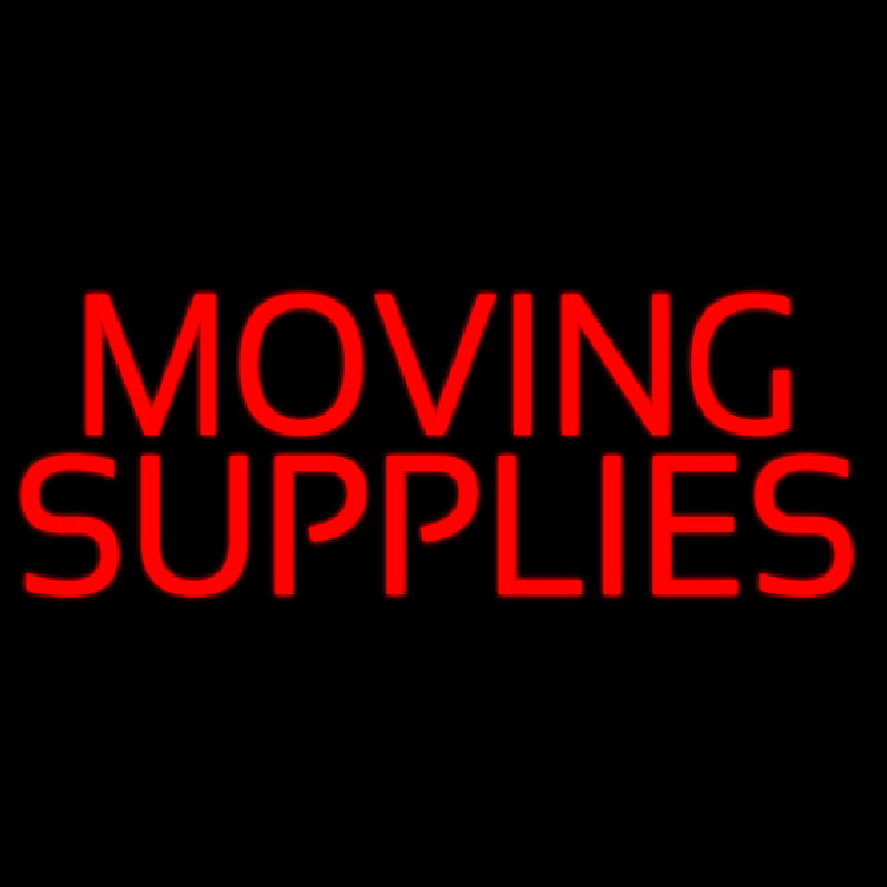 Red Moving Supplies Block Neon Sign