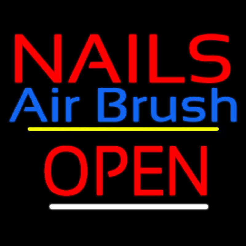Red Nails Airbrush Open Yellow Line Neon Sign