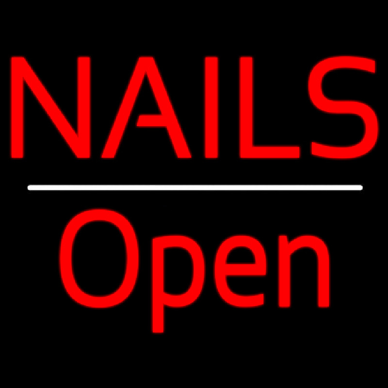 Red Nails Open White Line Neon Sign