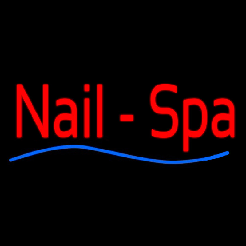 Red Nails Spa Blue Waves Neon Sign