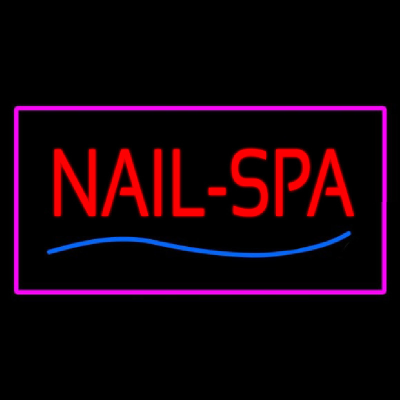Red Nails Spa With Pink Border Neon Sign