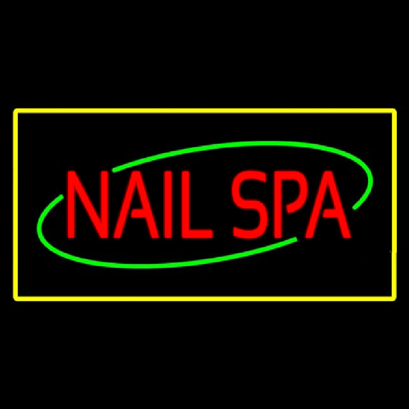 Red Nails Spa With Yellow Border Neon Sign