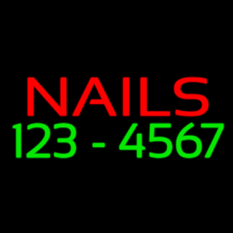 Red Nails With Phone Number Neon Sign