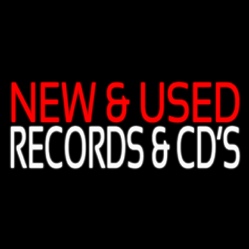 Red New And Used White Records And Cds 2 Neon Sign