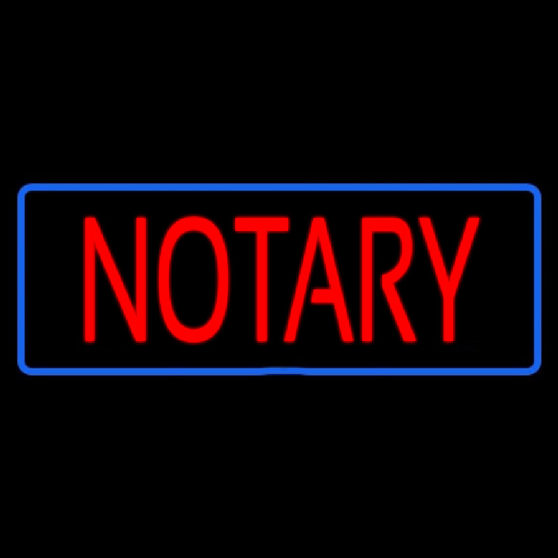 Red Notary Blue Border Neon Sign