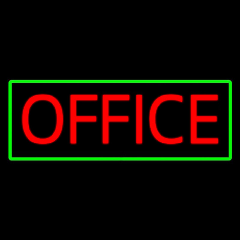 Red Office Green Border Neon Sign