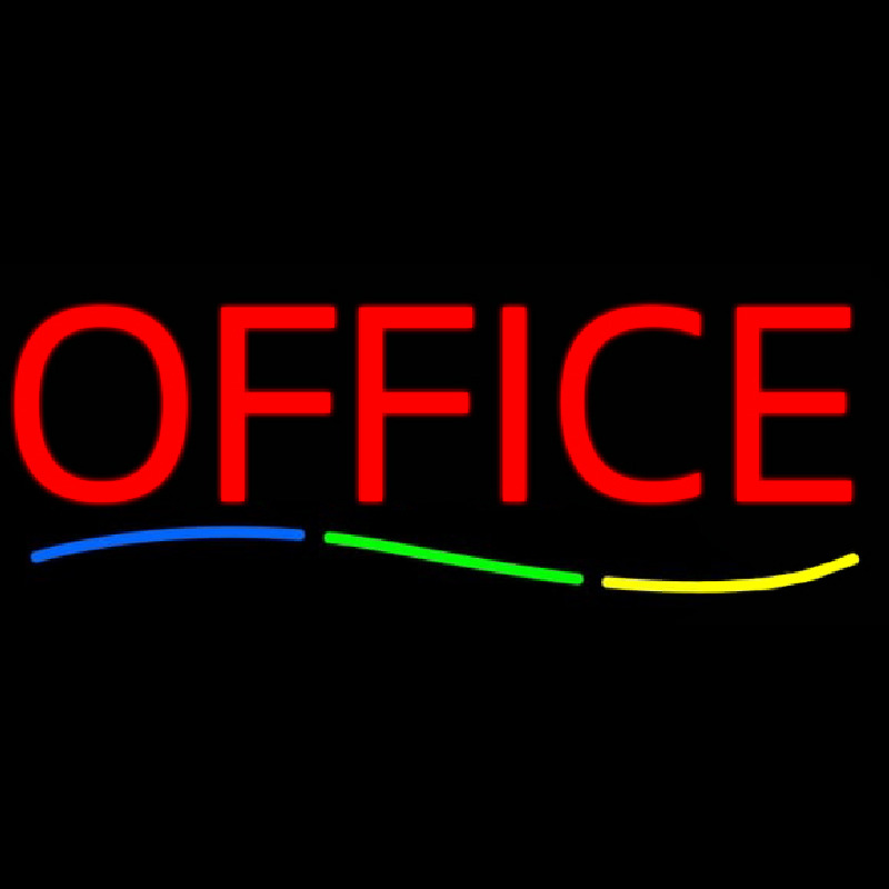 Red Office Multi Colored Line Neon Sign