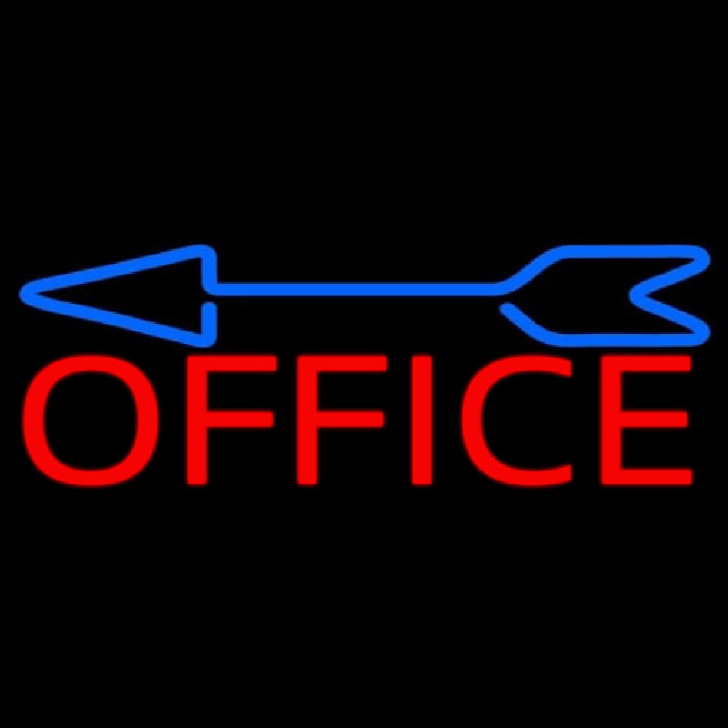 Red Office With Arrow 1 Neon Sign