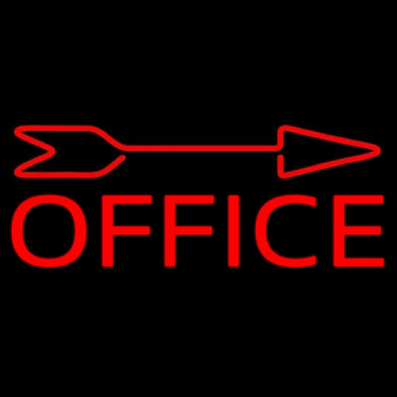 Red Office With Arrow Neon Sign