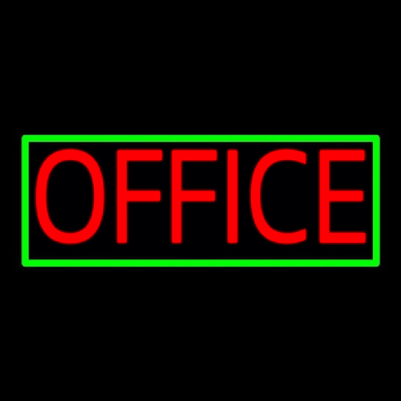 Red Office With Green Border Neon Sign