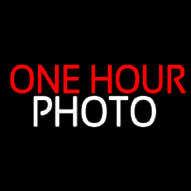 Red One Hour Photo Block Neon Sign