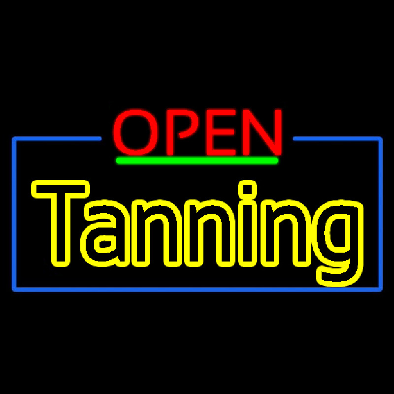 Red Open Double Stroke Tanning Neon Sign