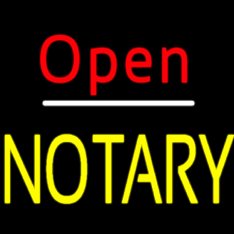 Red Open Yellow Notary Neon Sign