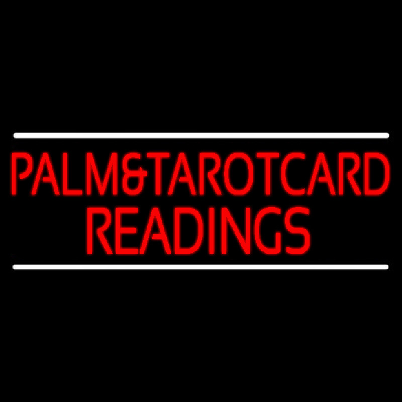 Red Palm And Tarot Card Readings White Line Neon Sign