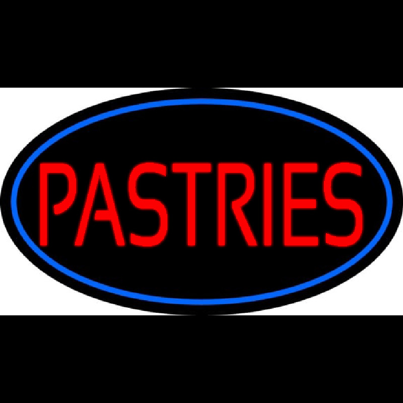 Red Pastries Blue Border Neon Sign