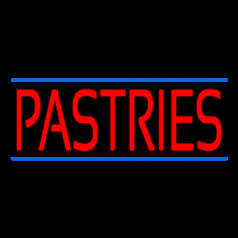 Red Pastries Blue Border Neon Sign