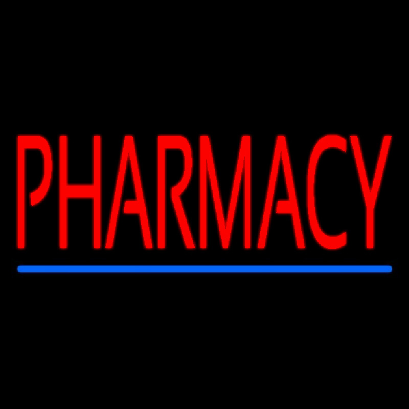 Red Pharmacy Blue Line Neon Sign