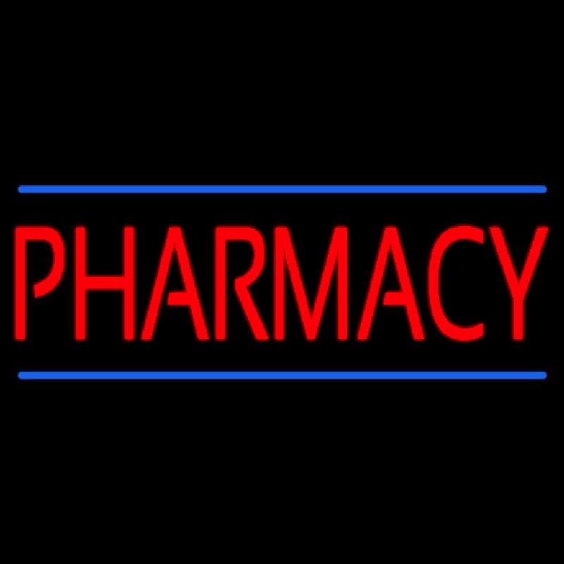 Red Pharmacy Blue Lines Neon Sign
