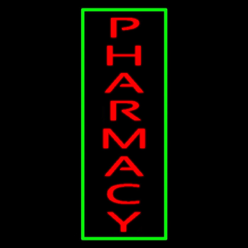 Red Pharmacy Green Border Neon Sign