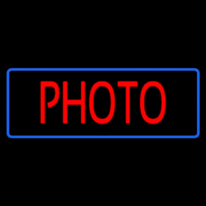 Red Photo Blue Border Neon Sign