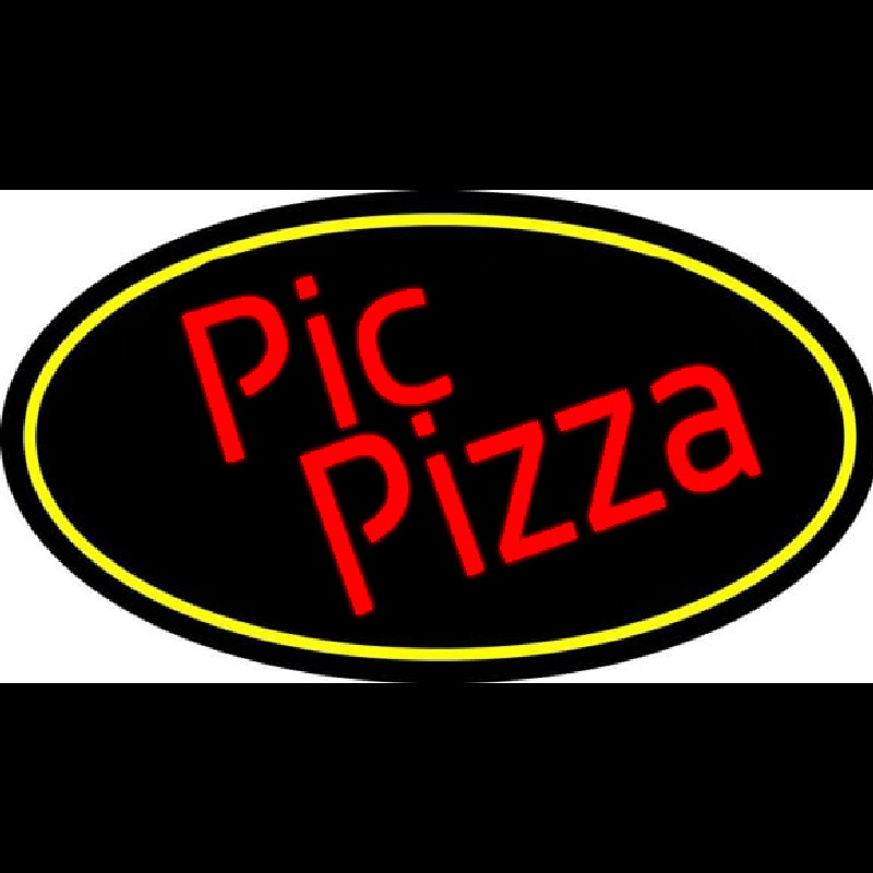 Red Pie Pizza Oval Neon Sign