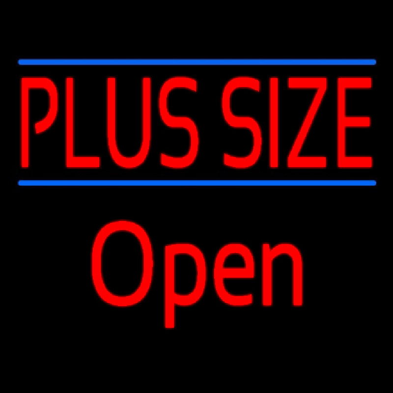 Red Plus Size Blue Lines Open Neon Sign