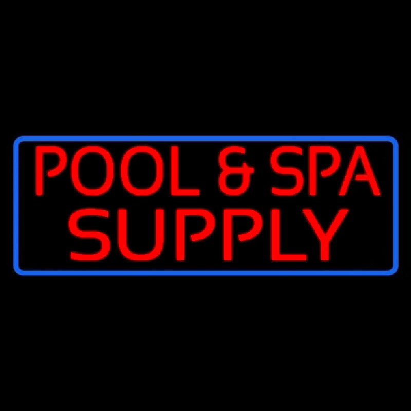 Red Pool And Spa Supply With Blue Border Neon Sign