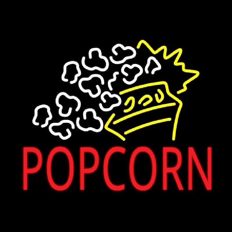Red Popcorn With Logo Neon Sign