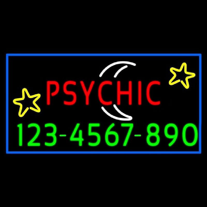 Red Psychic White Logo Phone Number Neon Sign