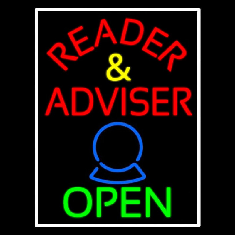 Red Reader And Advisor Open Neon Sign