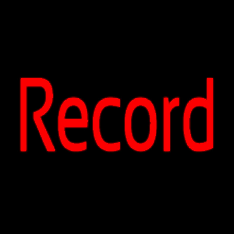 Red Record Cursive Neon Sign