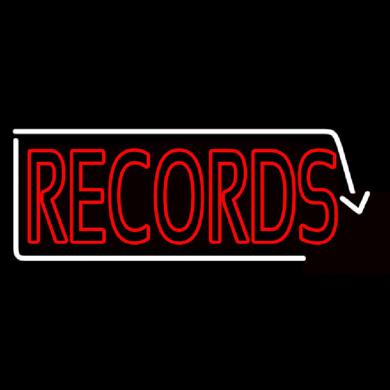 Red Records With White Arrow 2 Neon Sign