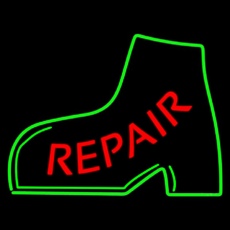 Red Repair Green Boot Neon Sign