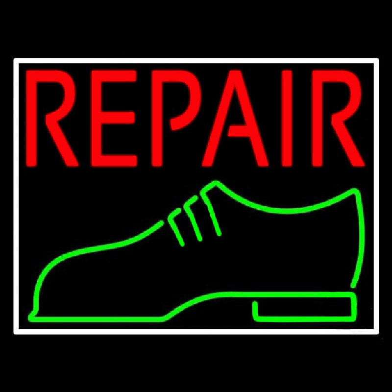 Red Repair Shoe Logo Neon Sign