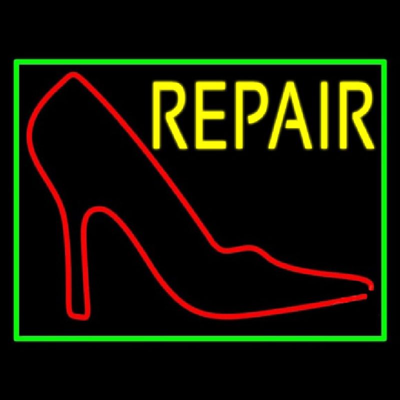 Red Sandal Logo Repair With Border Neon Sign