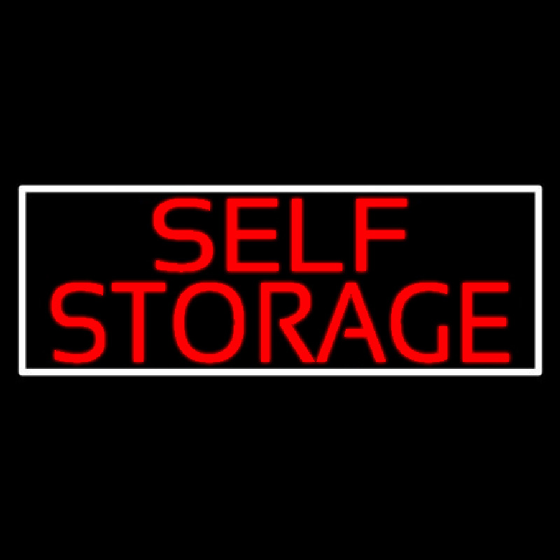 Red Self Storage White Border Neon Sign